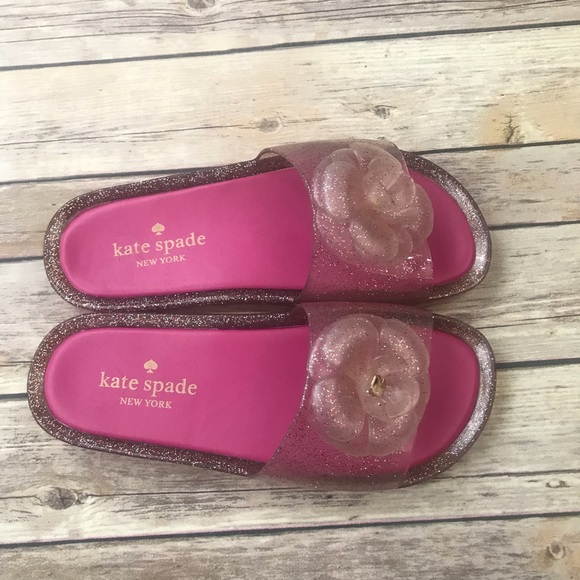 Kate Spade Pink glitter jelly slides sandals Sz 6 - Picture 4 of 8